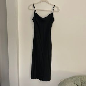 Express satin cowl neck midi dress